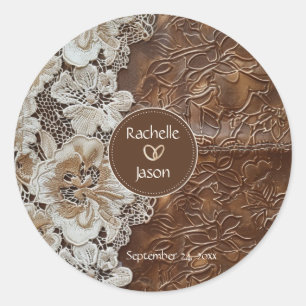 Romantisch Rustiek Western Country Leather and Lac Ronde Sticker