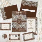 Romantisch Rustiek Western Country Leather and Lac RSVP Kaartje