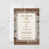 Romantisch Rustiek Western Country Leather and Lac Save The Date (Voorkant)