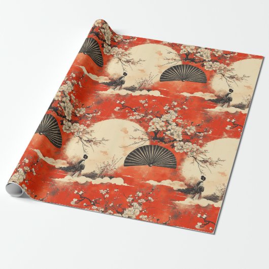 Romantisch Sakura Kimono Koppelpatroon (1) Cadeaupapier (Uitgerold)