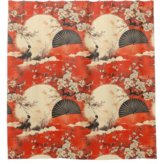 Romantisch Sakura Kimono Koppelpatroon (1) Douchegordijn (Voorkant)