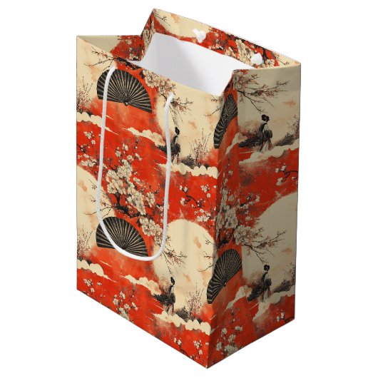 Romantisch Sakura Kimono Koppelpatroon (1) Medium Cadeauzakje (Voorkant Gekanteld)
