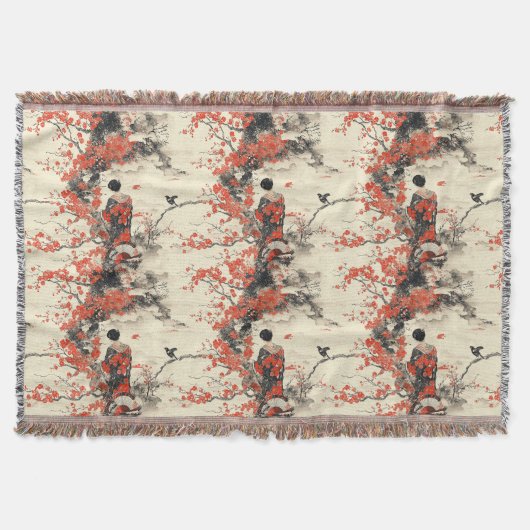 Romantisch Sakura Kimono Koppelpatroon (2) Deken (Voorkant)