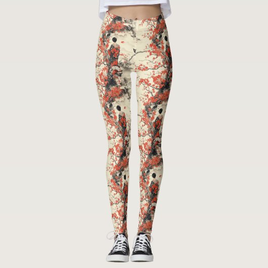 Romantisch Sakura Kimono Koppelpatroon (2) Leggings (Voorkant)