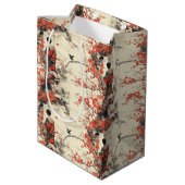Romantisch Sakura Kimono Koppelpatroon (2) Medium Cadeauzakje (Achterkant Gekanteld)