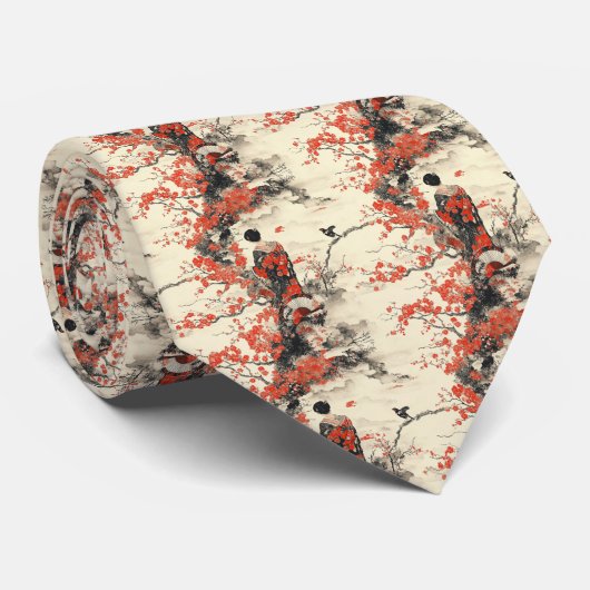 Romantisch Sakura Kimono Koppelpatroon (2) Stropdas (Opgerold)
