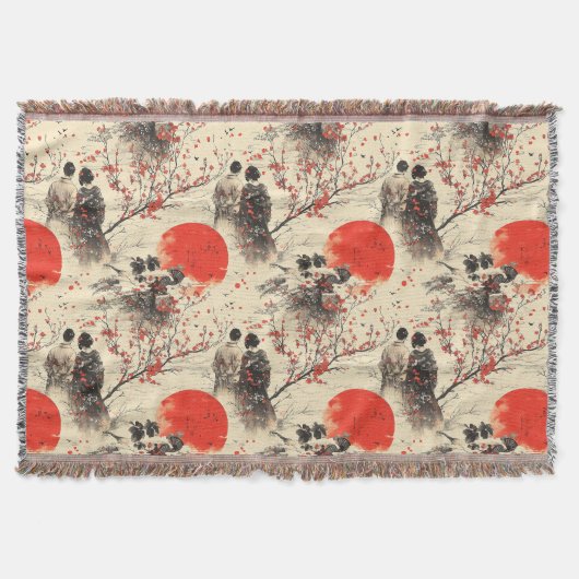 Romantisch Sakura Kimono Koppelpatroon (3) Deken (Voorkant)