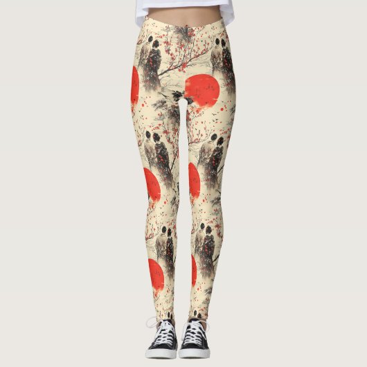 Romantisch Sakura Kimono Koppelpatroon (3) Leggings (Voorkant)