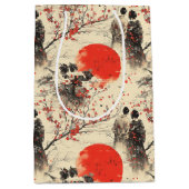 Romantisch Sakura Kimono Koppelpatroon (3) Medium Cadeauzakje (Voorkant)