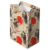 Romantisch Sakura Kimono Koppelpatroon (3) Medium Cadeauzakje (Achterkant Gekanteld)