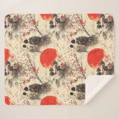 Romantisch Sakura Kimono Koppelpatroon (3) Sherpa Deken (Voorkant (horizontaal))