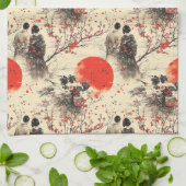 Romantisch Sakura Kimono Koppelpatroon (3) Theedoek (Gevouwen)