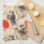 Romantisch Sakura Kimono Koppelpatroon (3) Theedoek (Quarter Fold)