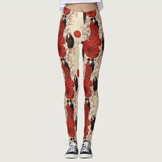 Romantisch Sakura Kimono Koppelpatroon (4) Leggings (Voorkant)