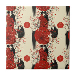 Romantisch Sakura Kimono Koppelpatroon (4) Tegeltje
