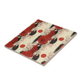 Romantisch Sakura Kimono Koppelpatroon (4) Tegeltje (Zijkant)
