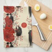 Romantisch Sakura Kimono Koppelpatroon (4) Theedoek (Quarter Fold)