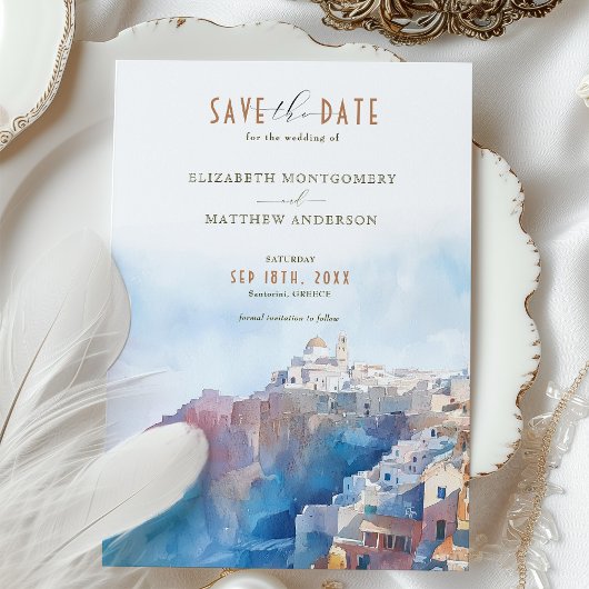 Romantisch Santorini Griekenland Save the Date Kaa Kaart