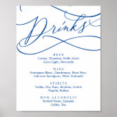 Romantisch Sapphire Blue Calligraphy Drink Menu Si Poster (Voorkant)