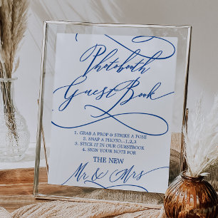 Romantisch Sapphire Blue Photobooth Guest Book Sig Poster
