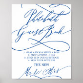 Romantisch Sapphire Blue Photobooth Guest Book Sig Poster (Voorkant)