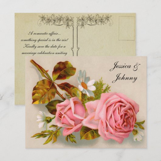 Romantisch Save the Date Briefkaarten (Voorkant / Achterkant)