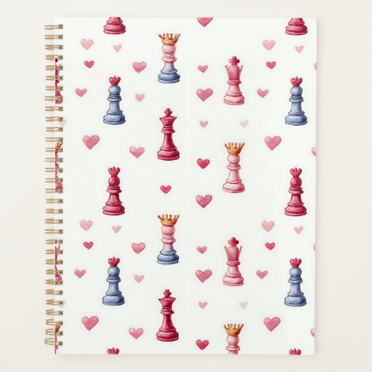 Romantisch Schaak Harten Valentijnsdag Planner (Voorkant)