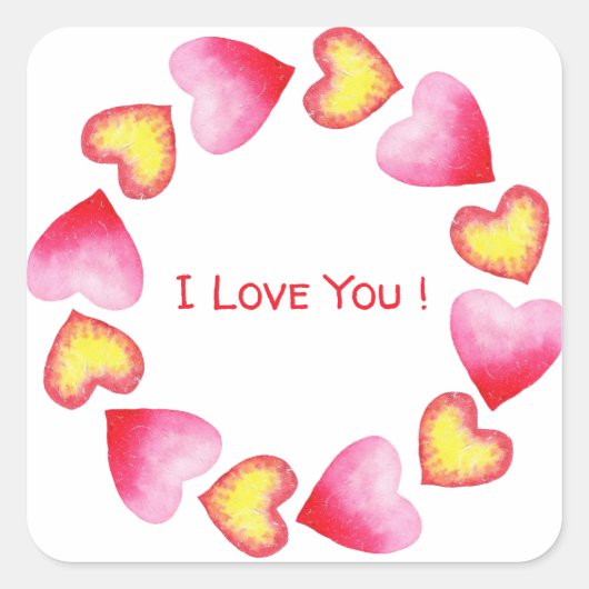 Romantisch Schattig Rode Hart Valentijnsdag Vierkante Sticker (Voorkant)