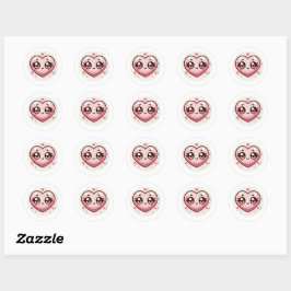Romantisch Schattige Hart gezicht Valentijnsdag Ronde Sticker
