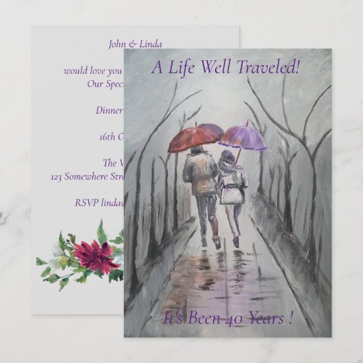Romantisch schilderij 40e bruiloft Jubileum Kaart (Voorkant / Achterkant)