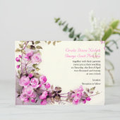  romantisch schilderij van de roze rozenbruiloft kaart (Staand voorkant)