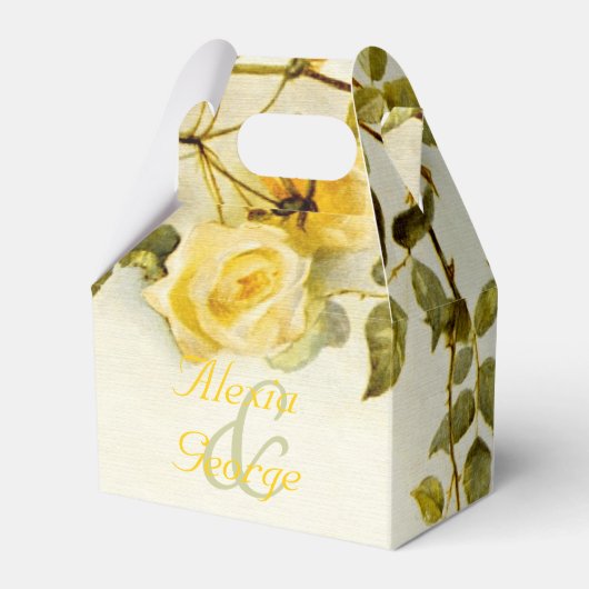 romantisch schilderij van gele rozen bruiloft bedankdoosjes (Voorkant Zijde)