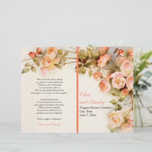  romantisch schilderij van het rozen trouwprogramm (Staand voorkant)