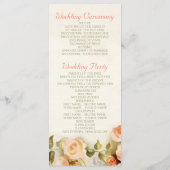  romantisch schilderij van het rozen trouwprogramm programmakaart (Achterkant)