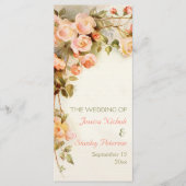  romantisch schilderij van het rozen trouwprogramm programmakaart (Voorkant)