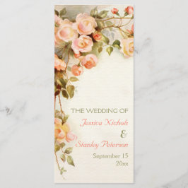  romantisch schilderij van het rozen trouwprogramm programmakaart