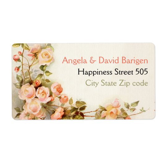 romantisch schilderij van rozen bruiloft etiket (Voorkant)