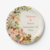  romantisch schilderij van rozen bruiloft papieren bordje (Voorkant)