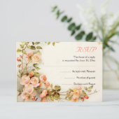 romantisch schilderij van rozen bruiloft RSVP (Staand voorkant)