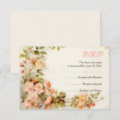 romantisch schilderij van rozen bruiloft RSVP (Voorkant / Achterkant)