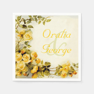 romantisch schilderij van rozen bruiloft servet