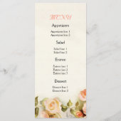  romantisch schilderij van rozen trouwmenu menu (Achterkant)