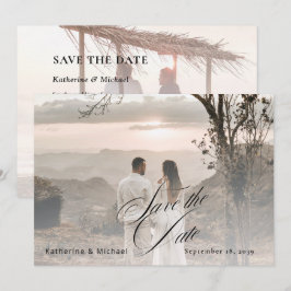 Romantisch Schreef Calligrafie Voeg Foto Huwelijk Save The Date