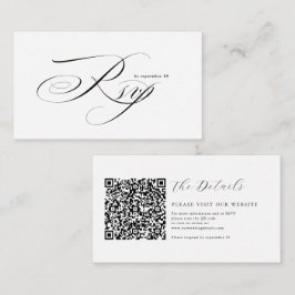 Romantisch Schreef Kalligrafie QR Code Trouw RSVP Informatiekaartje