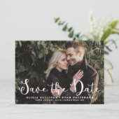 Romantisch schrift | Foto save the date aankondigi (Staand voorkant)