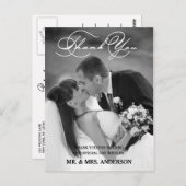 romantisch schrift | Huwelijk Dank u Briefkaart (Voorkant / Achterkant)