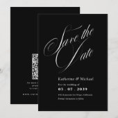 Romantisch Schrift Kalligrafie QR-code Huwelijk Save The Date (Voorkant / Achterkant)