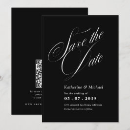 Romantisch Schrift Kalligrafie QR-code Huwelijk Save The Date