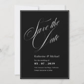Romantisch Schrift Kalligrafie QR-code Huwelijk Save The Date (Voorkant)