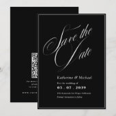 Romantisch Schrift Kalligrafie QR-code Huwelijk Save The Date (Voorkant / Achterkant)